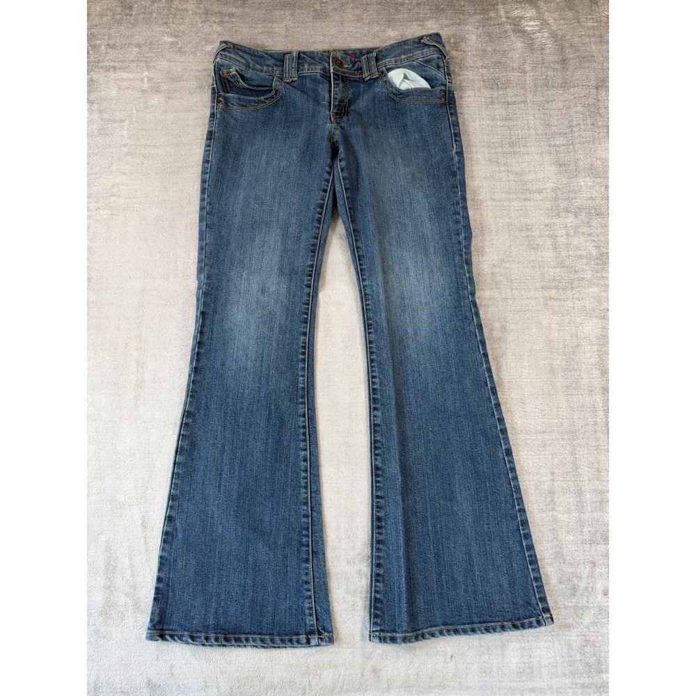 Smart Set Jeans Womens 31 Blue Stretch Flare Wide Leg Y2K Denim Pants
